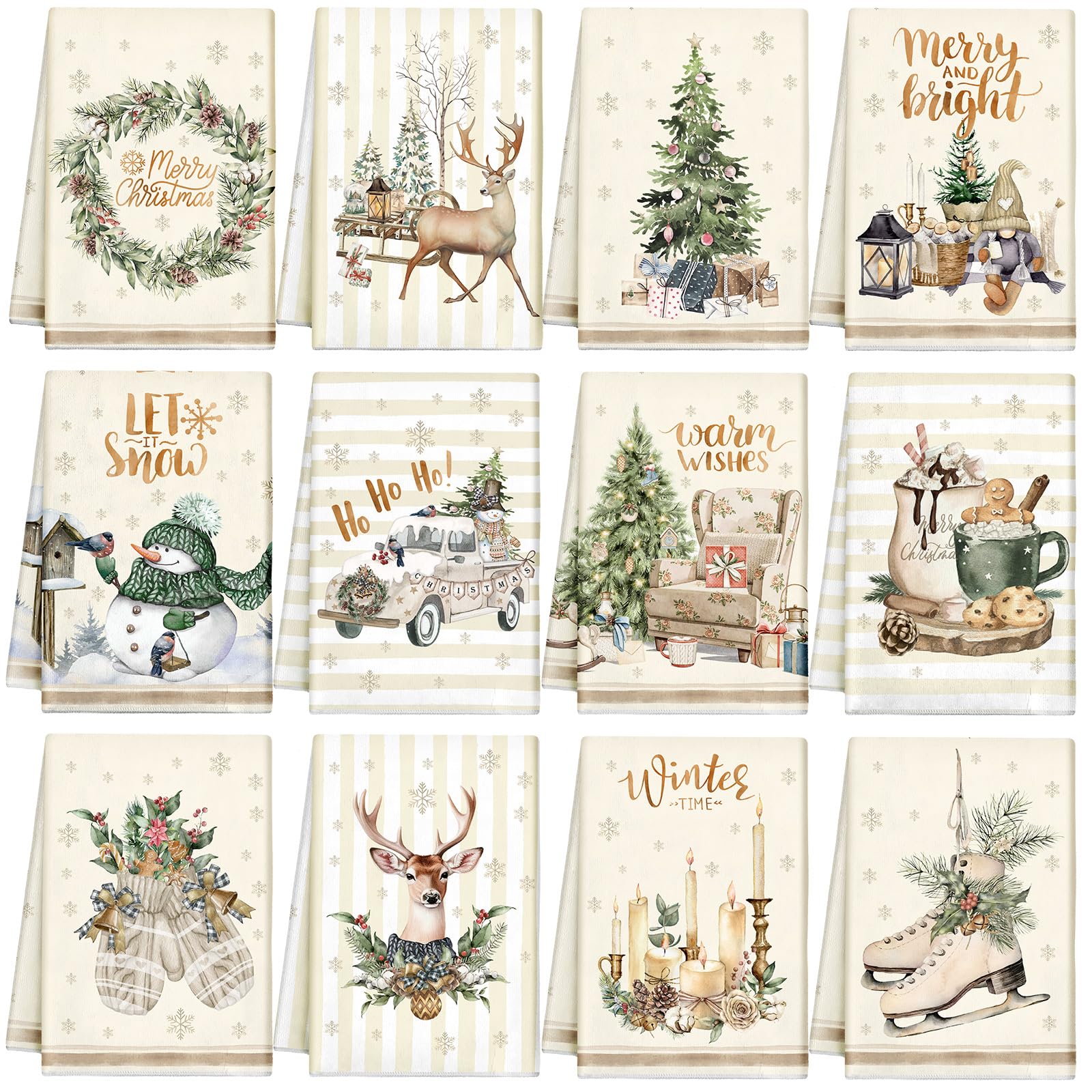 Toallas VitalCozy con árbol navideño para secar platos con limpieza elegante.