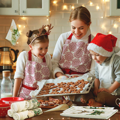 Toallas VitalCozy con diseño festivo de nieve para secar platos.