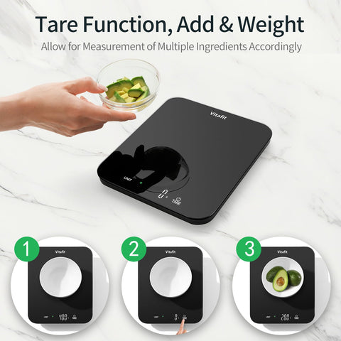 Vitafit función Tara para pesar múltiples ingredientes en un mismo recipiente
