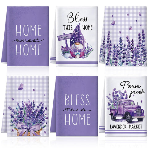 Toallas VitalCozy lavanda para cocina, 24x16 pulgadas, suaves y absorbentes para secar utensilios.