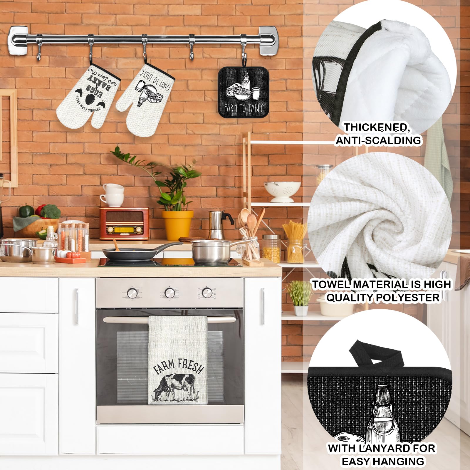 VitalCozy manoplas horno granja, protección térmica para cocinar con seguridad