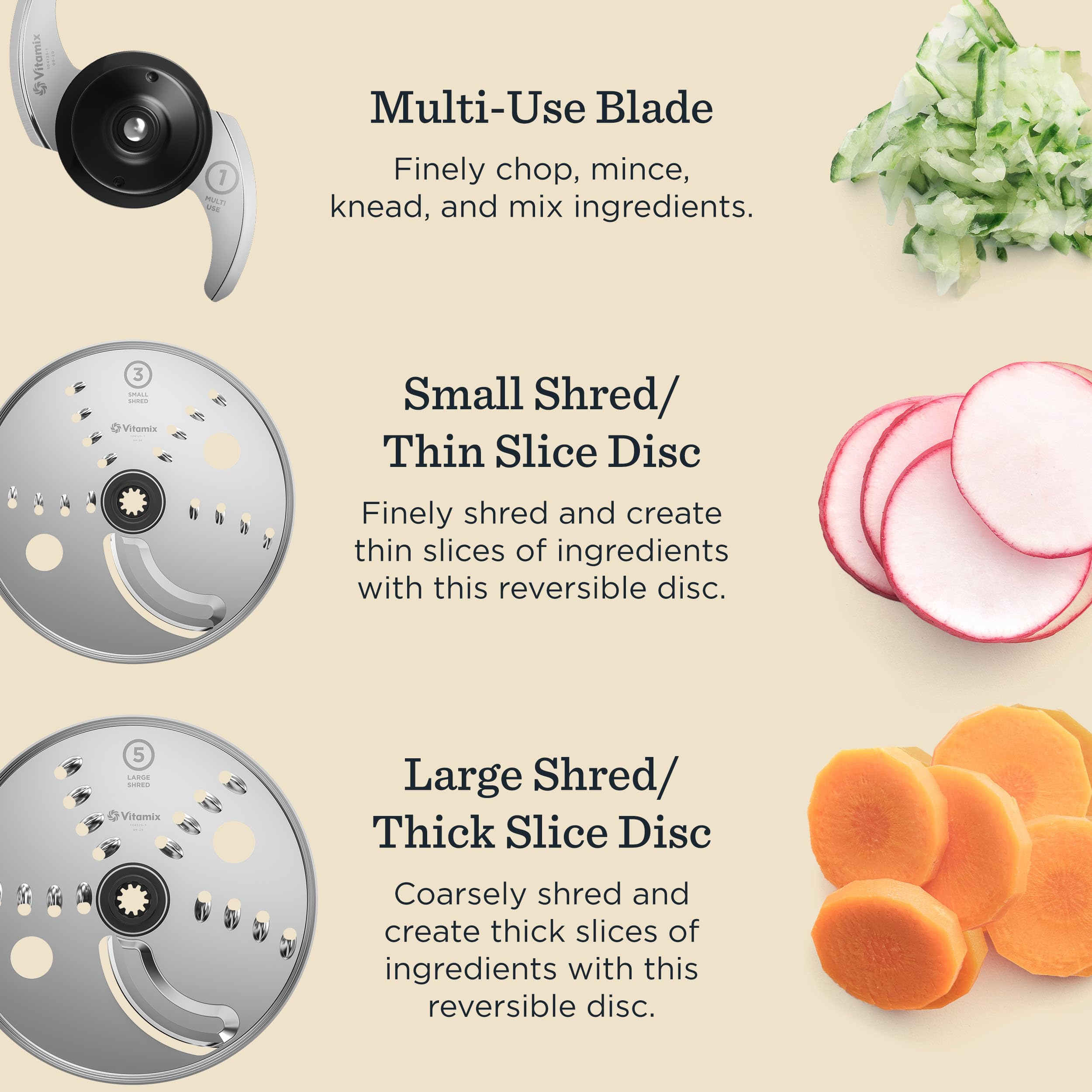 Vitamix: discos reversibles para corte fino y grueso