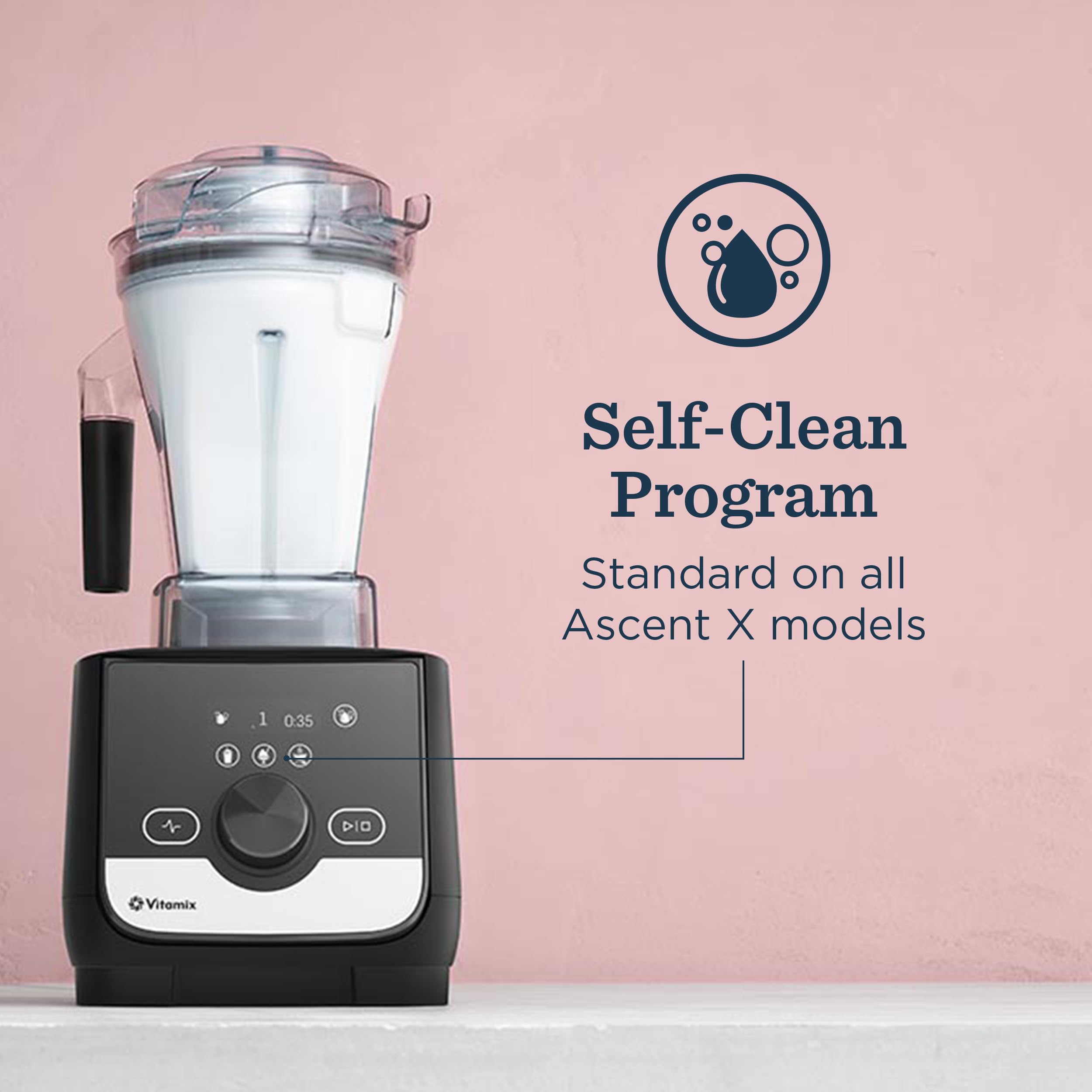 Vitamix Ascent X3 contenedor de 48 onzas para lotes grandes y cremosos.