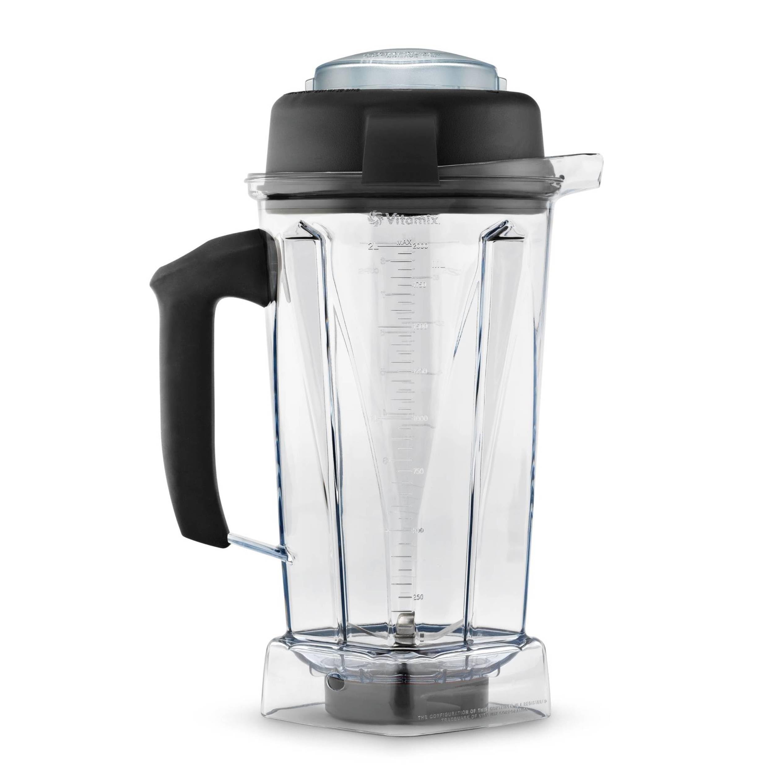 Vitamix contenedor de 64 onzas claro con marcas de medición para porciones precisas.