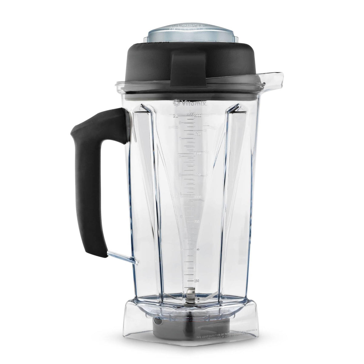 Vitamix contenedor de 64 onzas claro con marcas de medición para porciones precisas.
