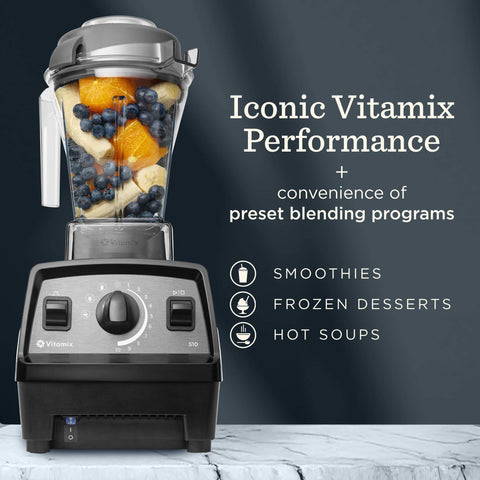 Vitamix Propel 510: cuchillas de acero inoxidable láser para triturar frutas y verduras fibrosas.