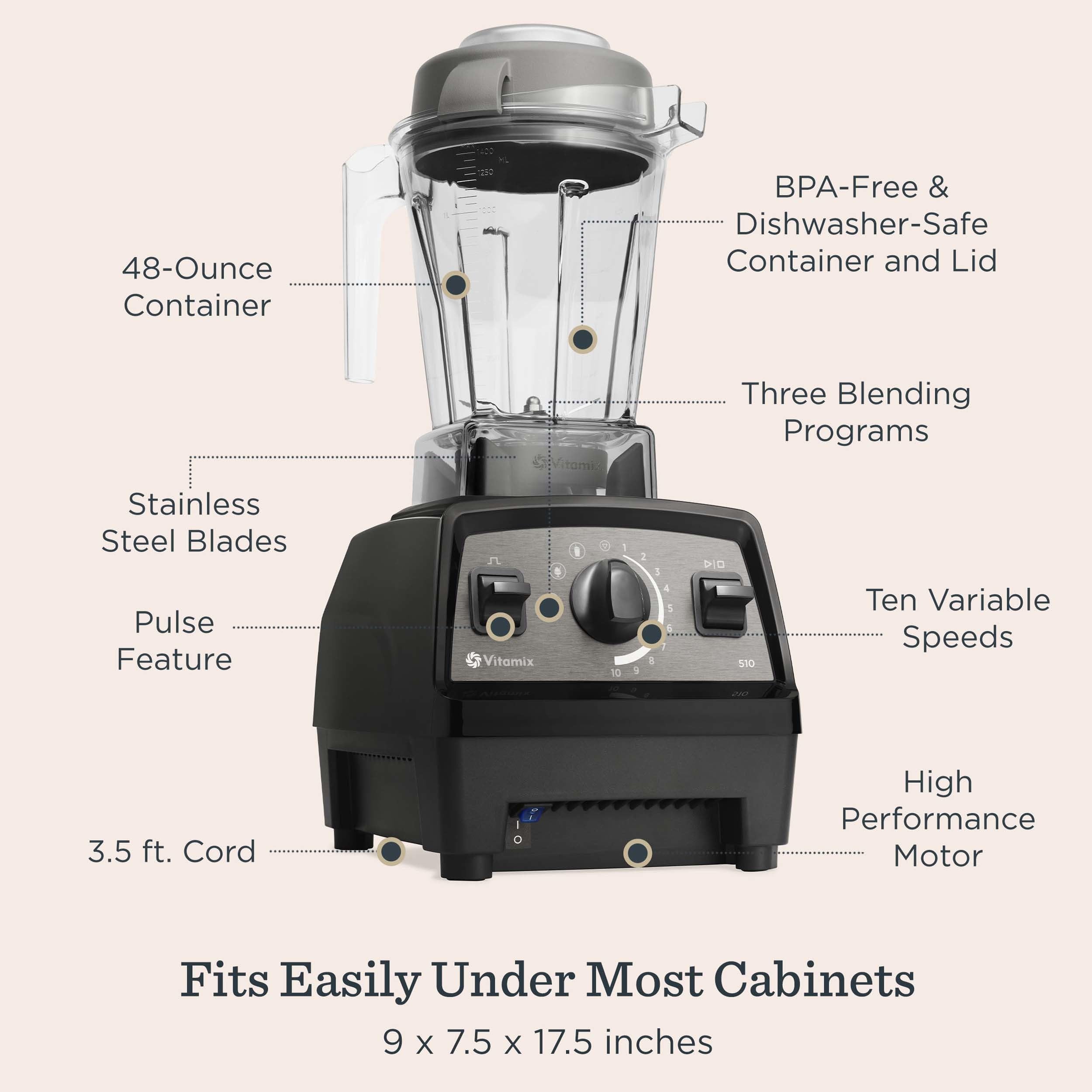 Vitamix Propel 510: programas de mezcla para smoothies, sopas y postres congelados.