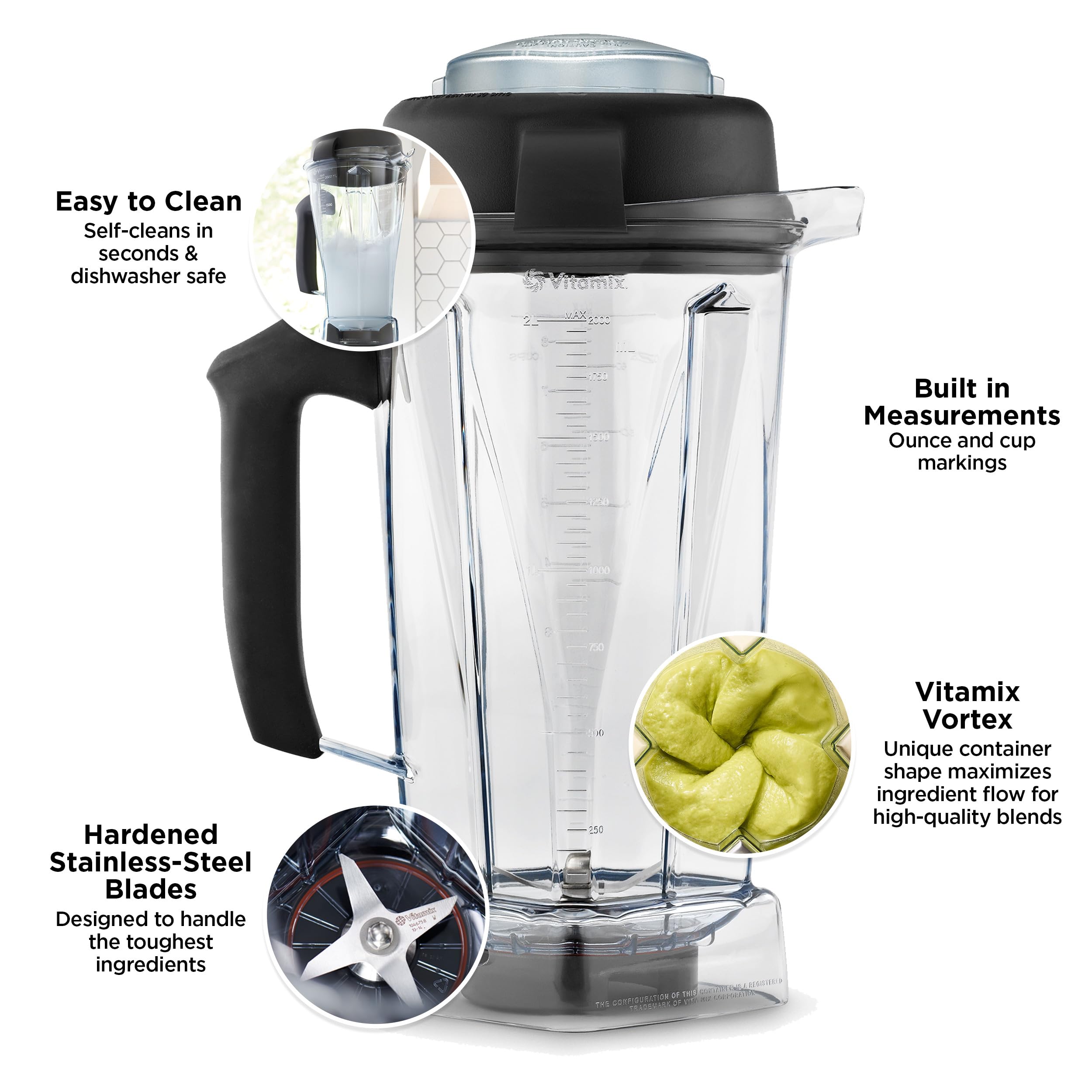 Tapa con tapón de medición Vitamix facilita añadir ingredientes durante la mezcla.