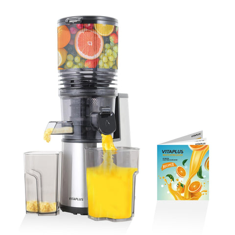 VITAPLUS Prensa Fría con tolva de 5,8 pulgadas para frutas enteras.