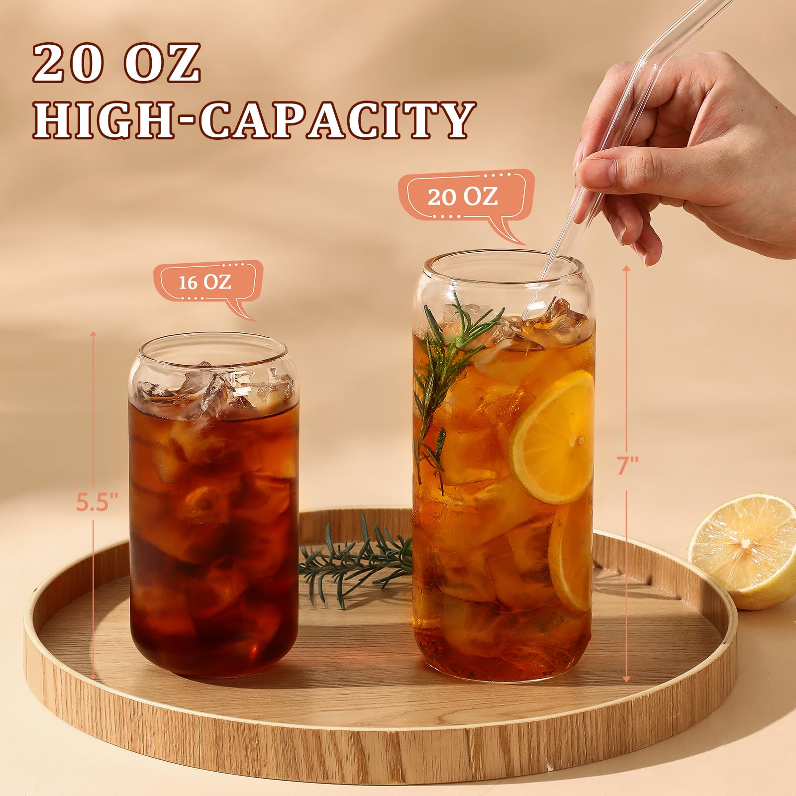 VITEVER conjunto de vasos 20 onzas con tapas y pajillas; perfecto para bebidas frías y personalizadas.