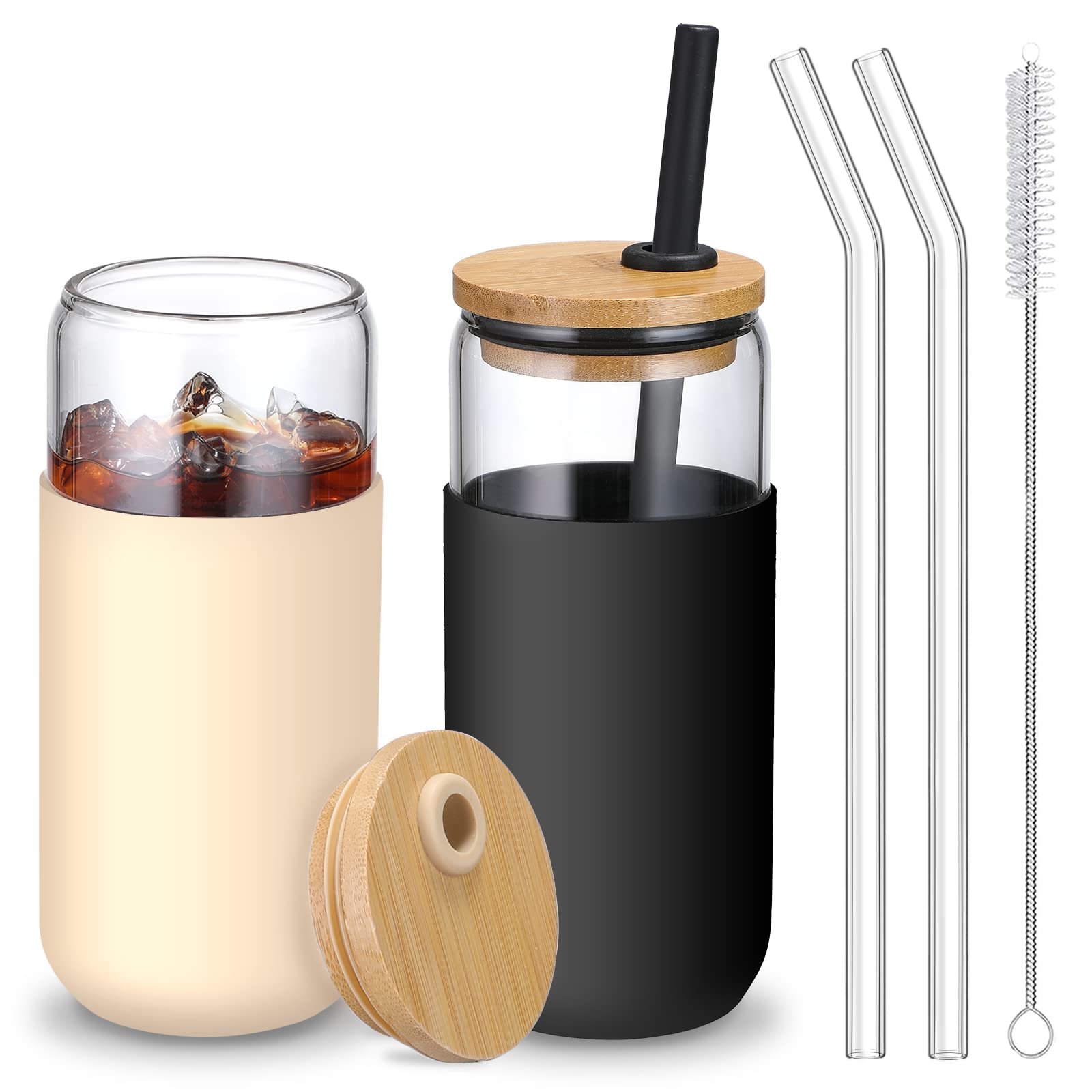 VITEVER copa de vidrio 20oz con manga de silicona, protección y estilo diario