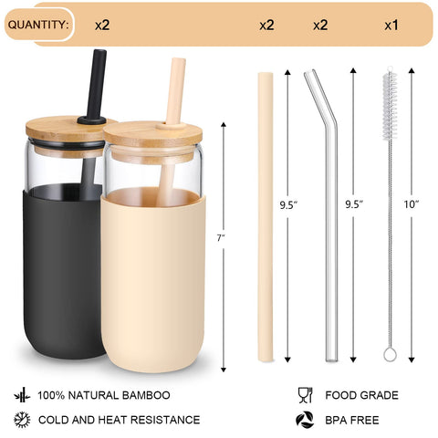 VITEVER tapa de bambú para vaso de vidrio, mantiene la bebida fresca y elegante