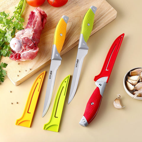 Corte carne, pescado y aves con cuchillo VITUER de precisión.
