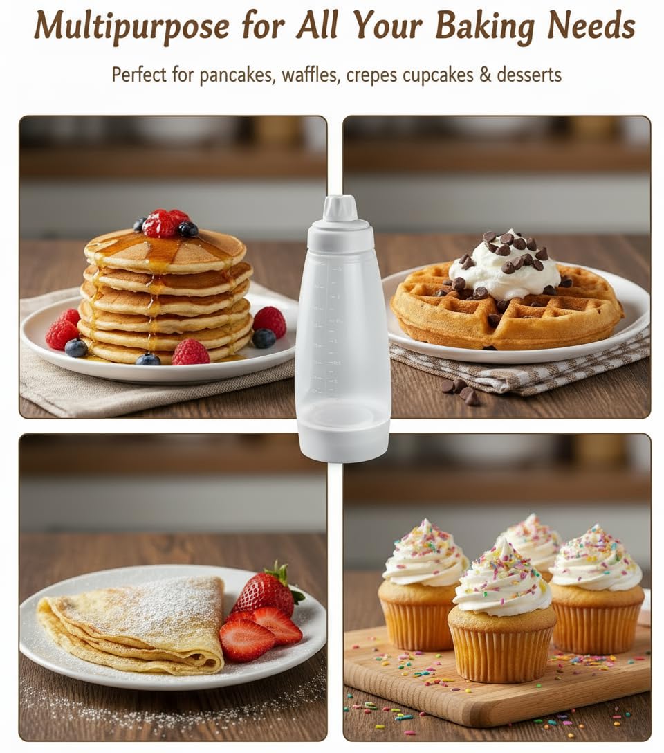 Vivaluxe dispensador multifuncional: ideal para masa de panqueques, waffles y crepes.
