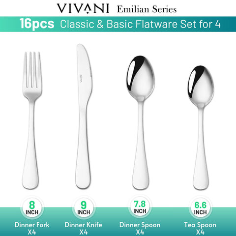 VIVANI cubiertos con acabado espejo para cenas elegantes y limpieza rápida