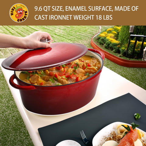 Vivicreate Olla esmaltada 9.6qt, apta para inducción, gas y cocinas eléctricas.