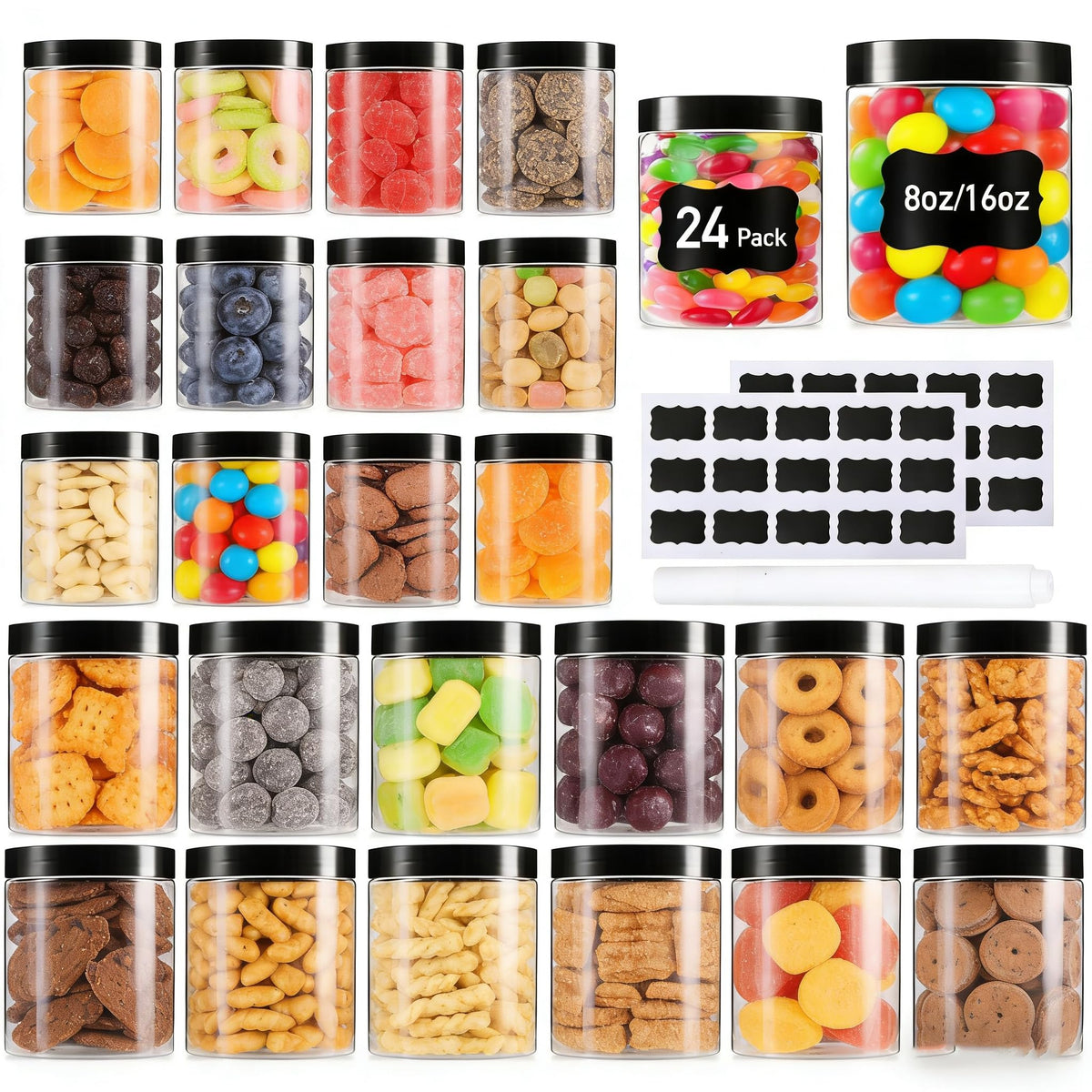 Vivimee frasco grande de 16 oz con tapa hermética para especias y snacks