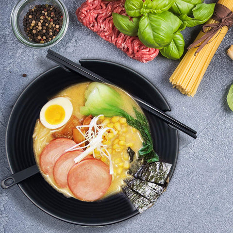 Vivimee platillo para ramen, negro mate, complemento funcional para la mesa.