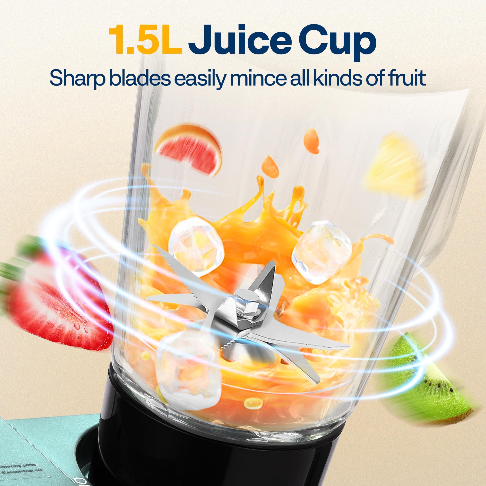 VIVOHOME 9en1 jarra-vidrio-1-5l, ideal para jugos y batidos familiares.