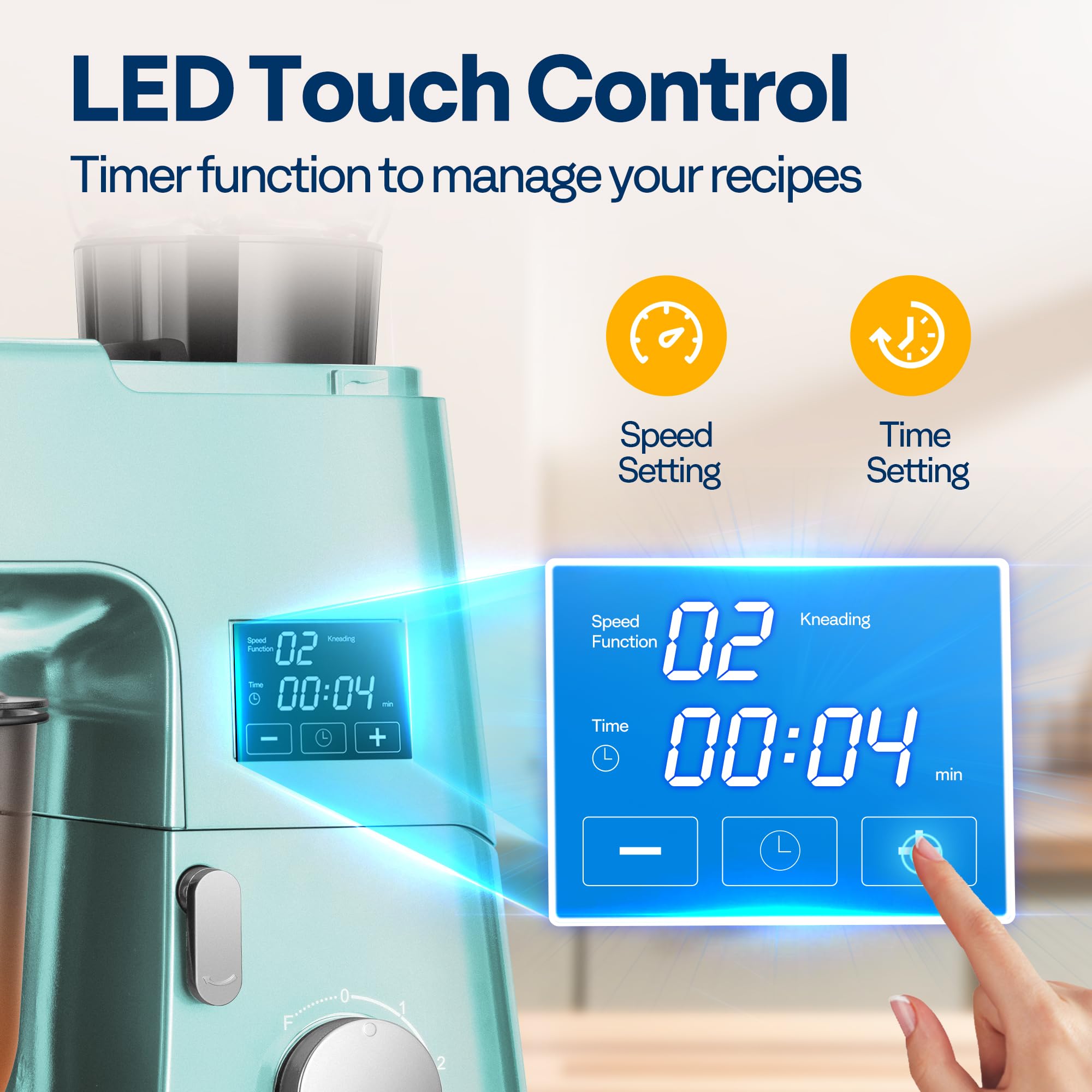 VIVOHOME 9en1 pies-antideslizantes, base estable durante la mezcla.