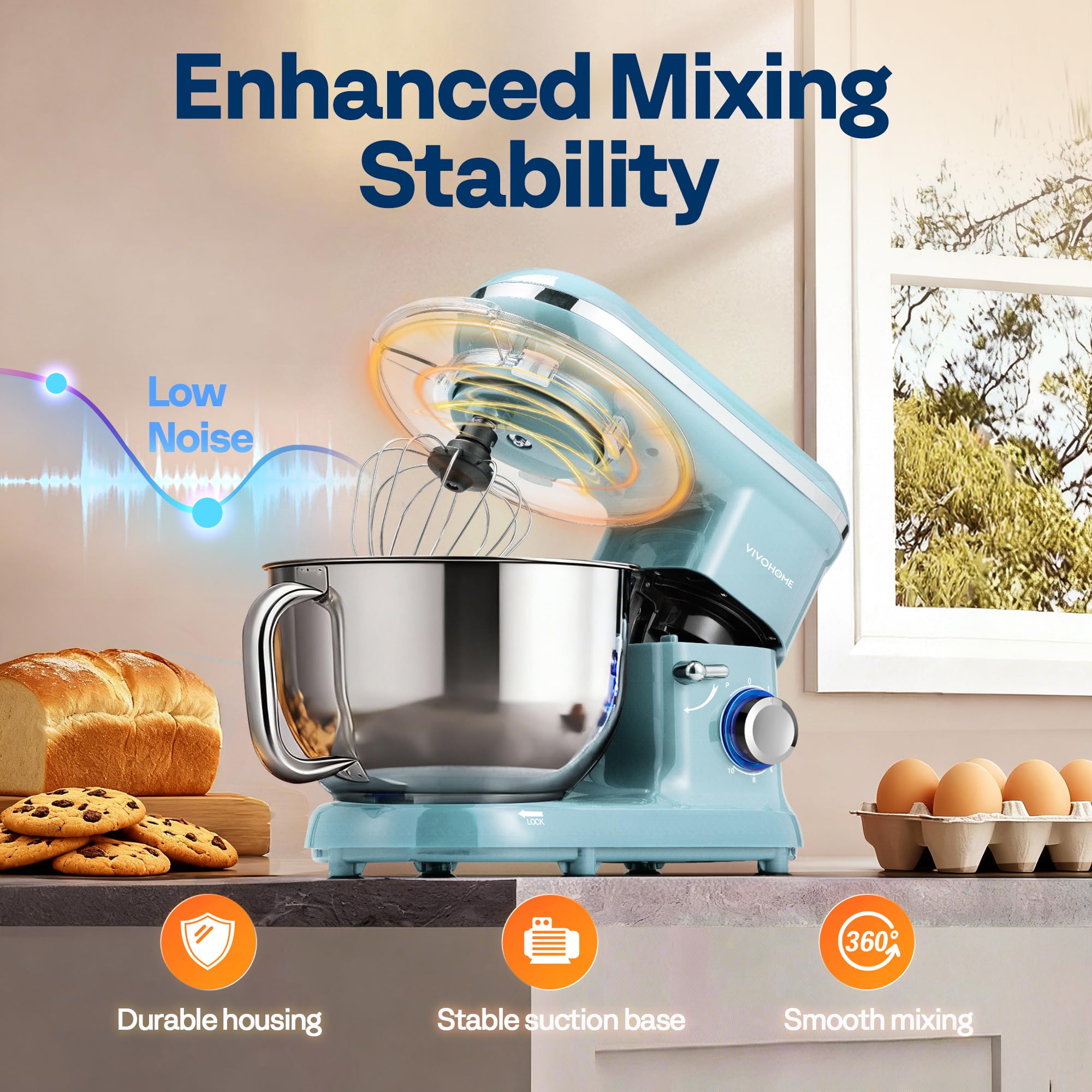 Cabezal inclinable de VIVOHOME facilita cambio rápido de accesorios.