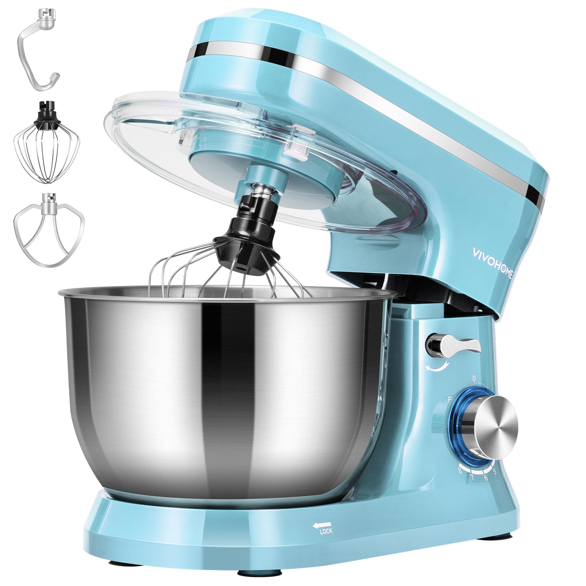 Batidora de mesa VIVOHOME azul con motor potente para masas densas.