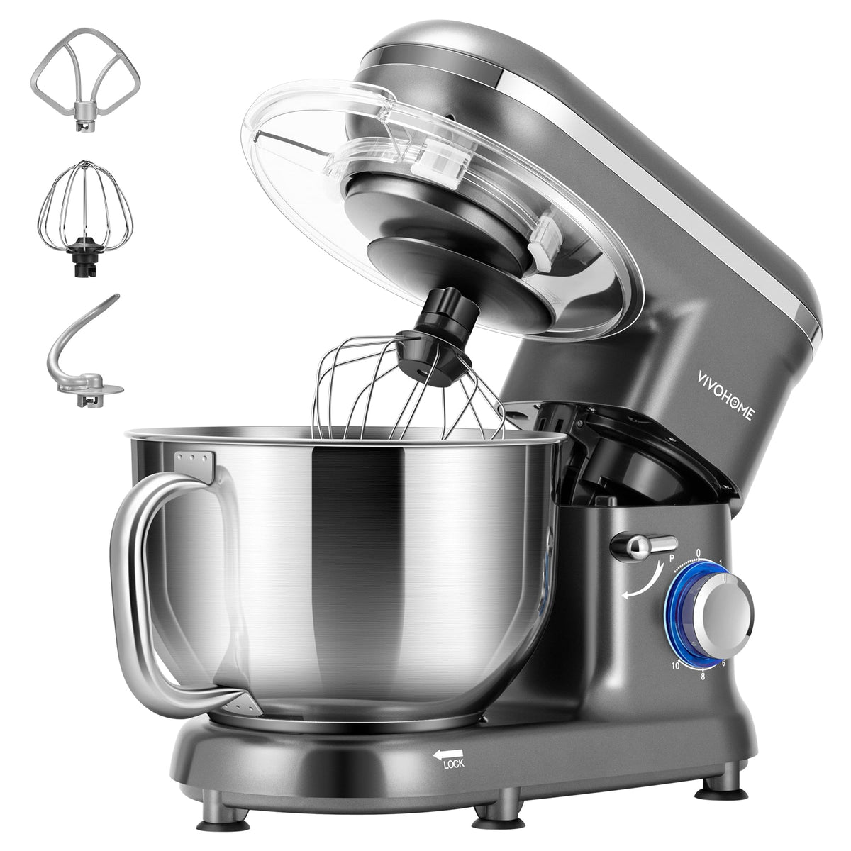 Batidora de pie VIVOHOME con cabezal inclinable para fácil acceso al tazón