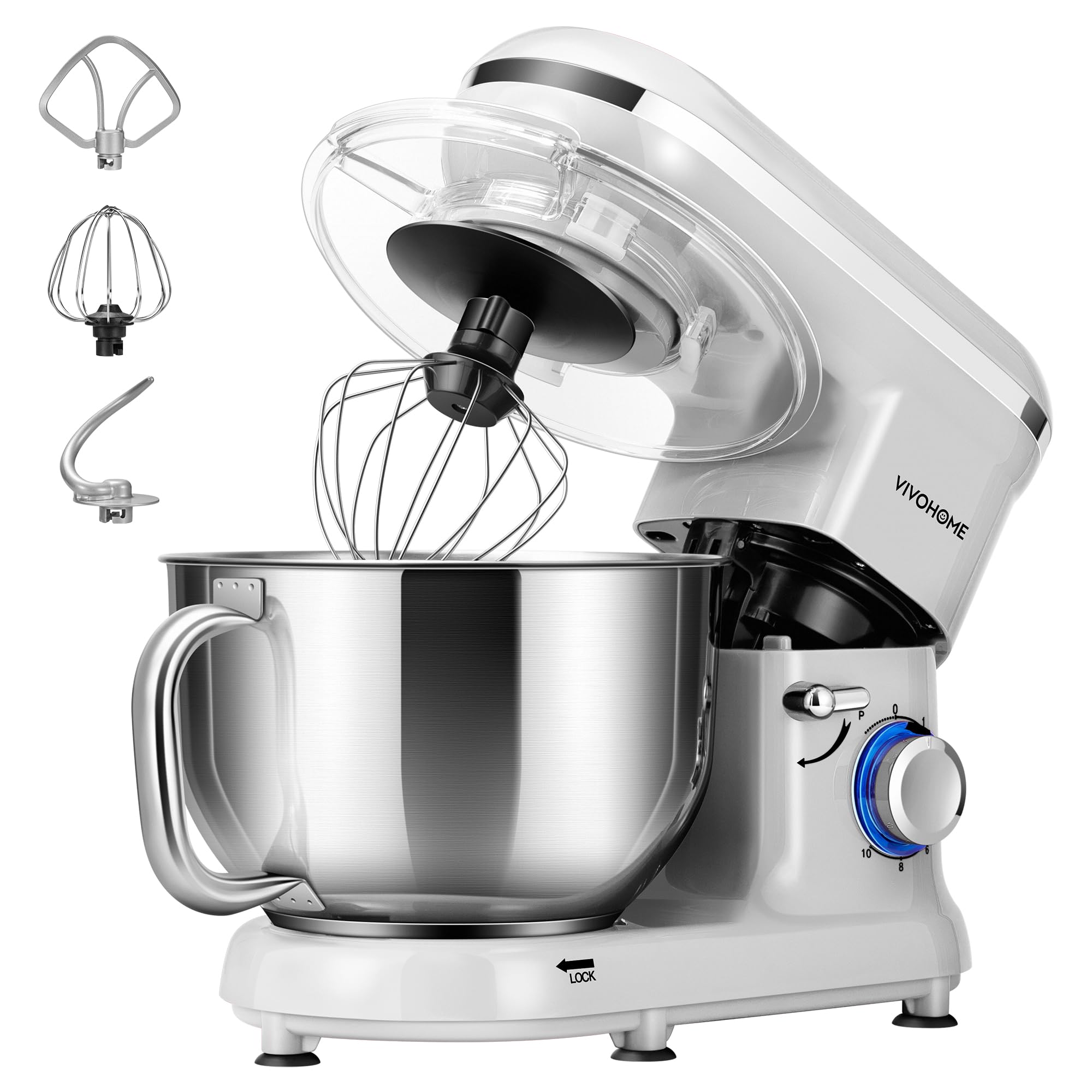 Batidora de pie VIVOHOME con motor de 660W para masas densas: potencia y control