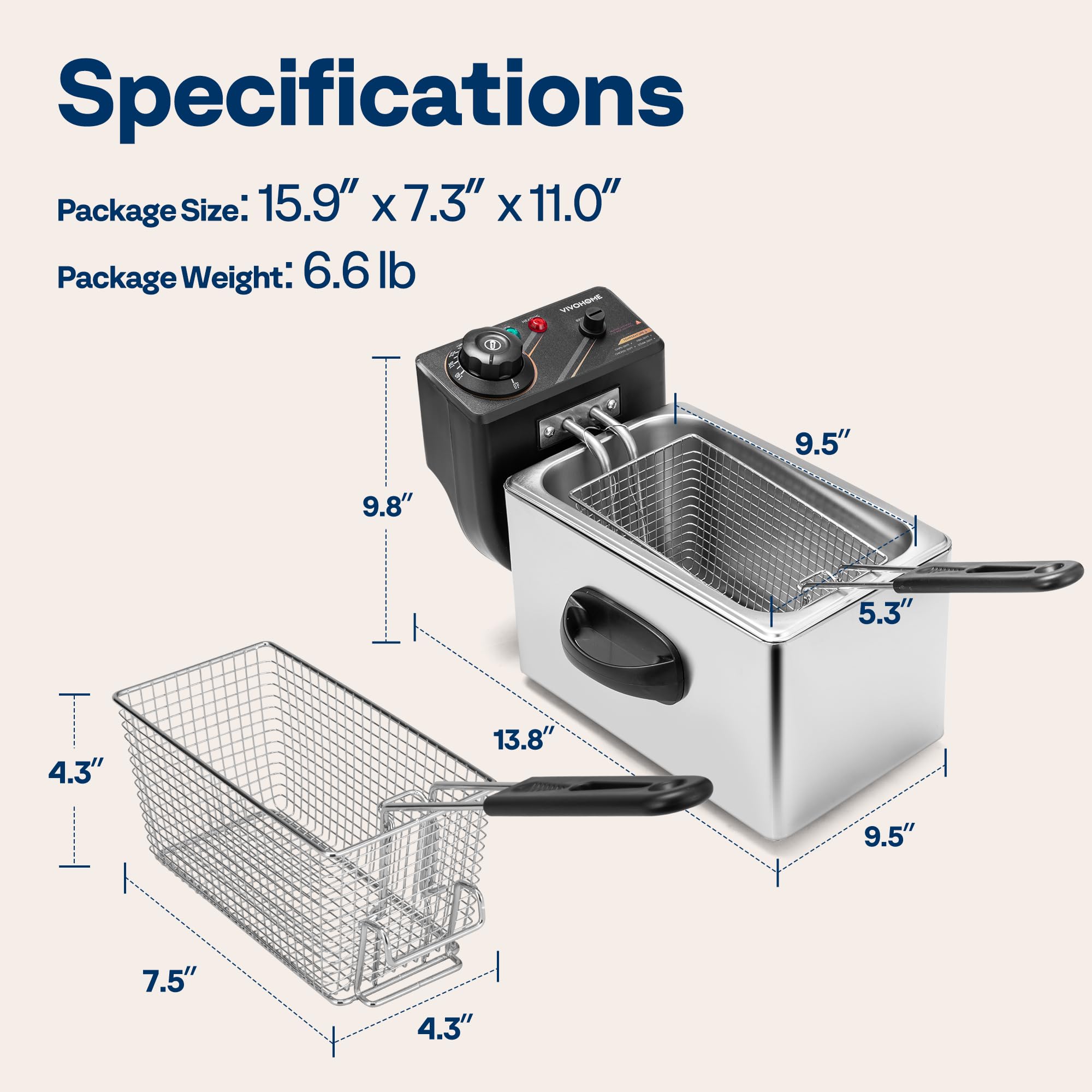 Cable de alimentación extralargo de VIVOHOME ofrece mayor flexibilidad de ubicación.