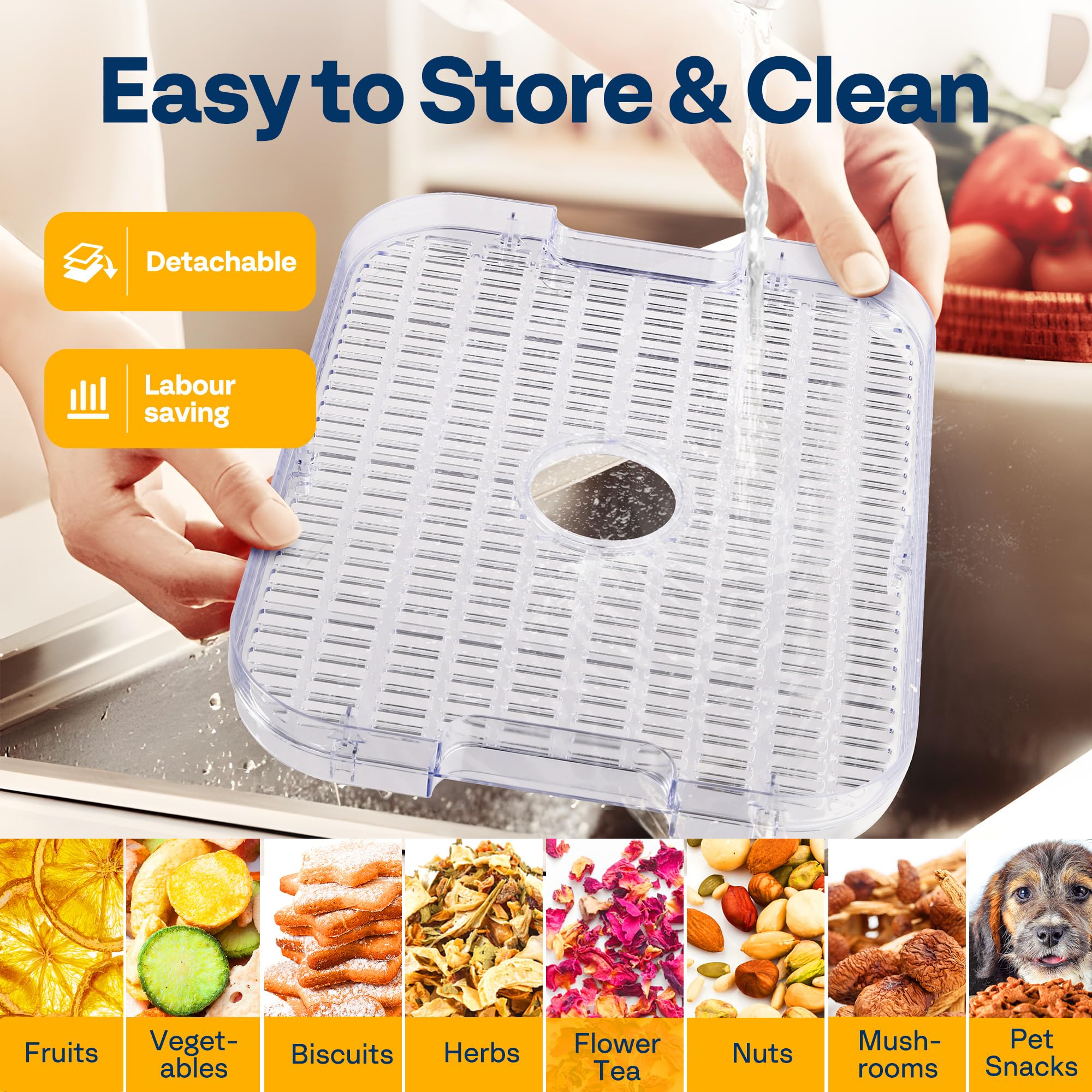 Limpieza fácil y desmontaje rápido de las bandejas VIVOHOME.