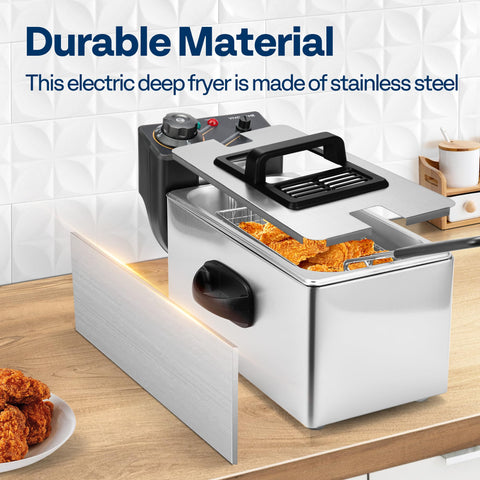 Freidora VIVOHOME con tapa de vidrio para monitorizar la cocción.