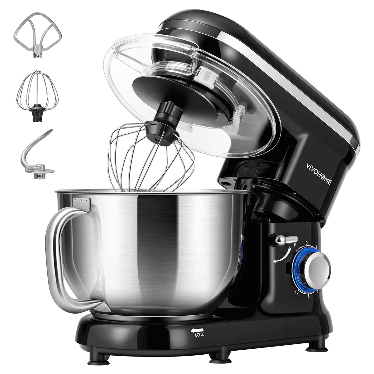 VIVOHOME batidora con potencia 660W para masas densas y batidos cremosos.