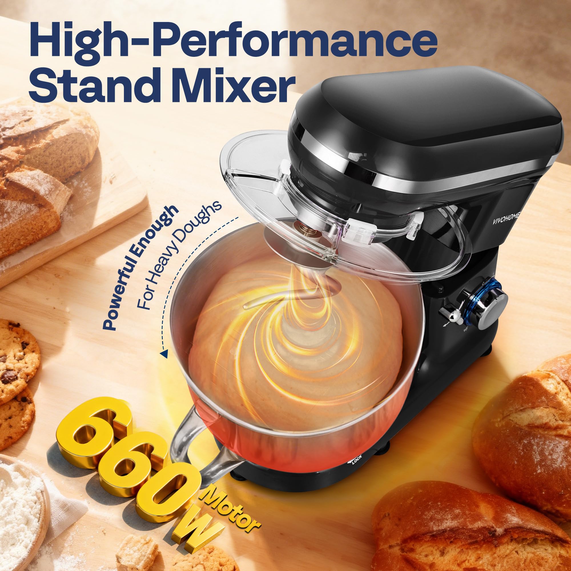 VIVOHOME tazón grande de 6qt para lotes amplios y pan suave.