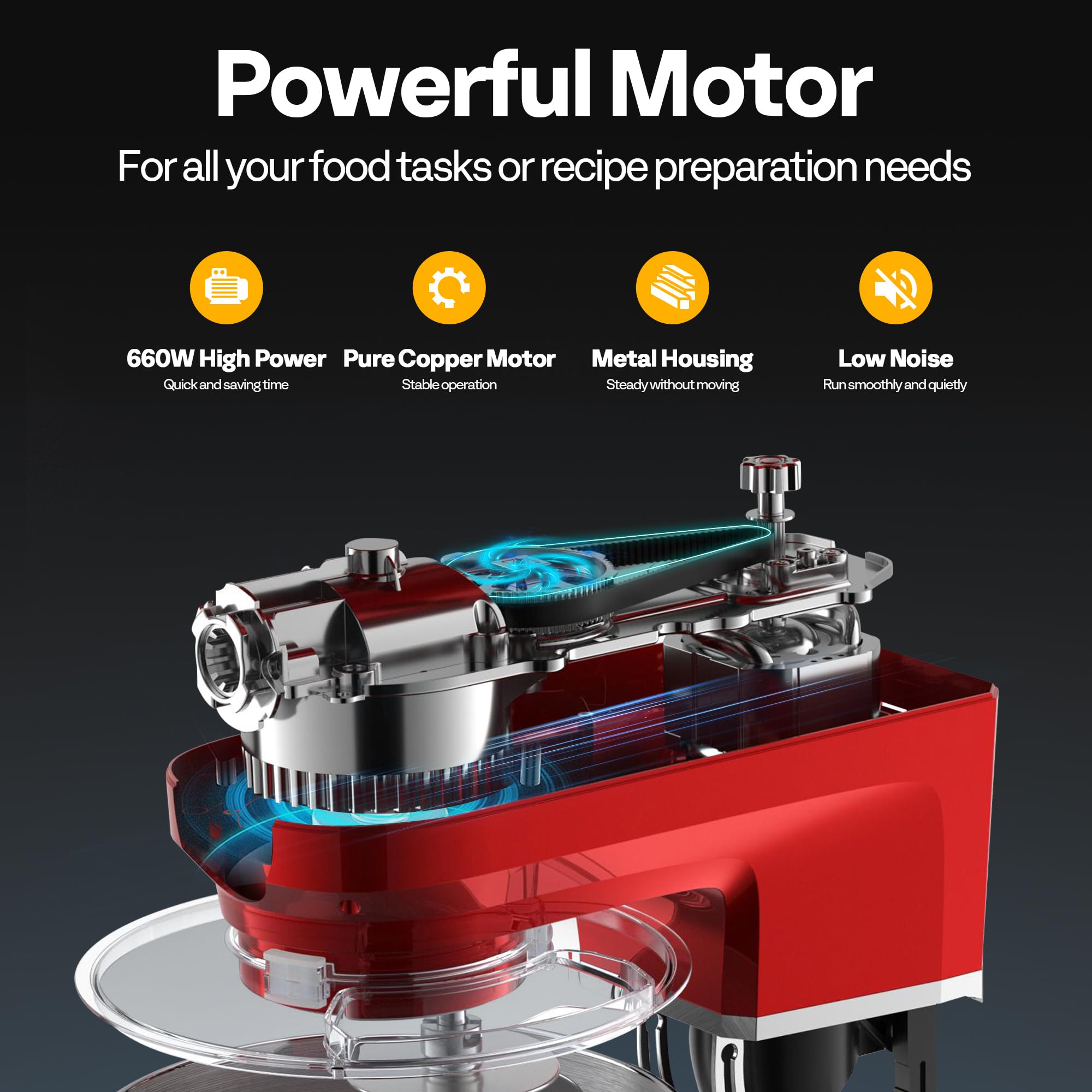 VIVOHOME Motor 660W de cobre para amasados consistentes