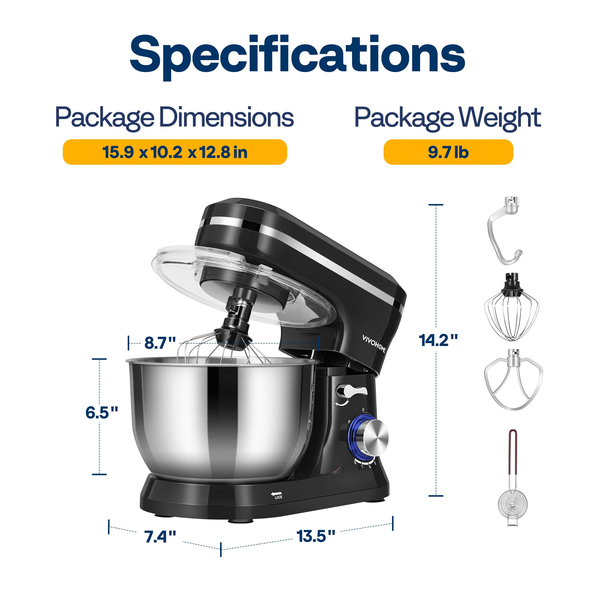 Pala mezcladora VIVOHOME para incorporar ingredientes con facilidad.