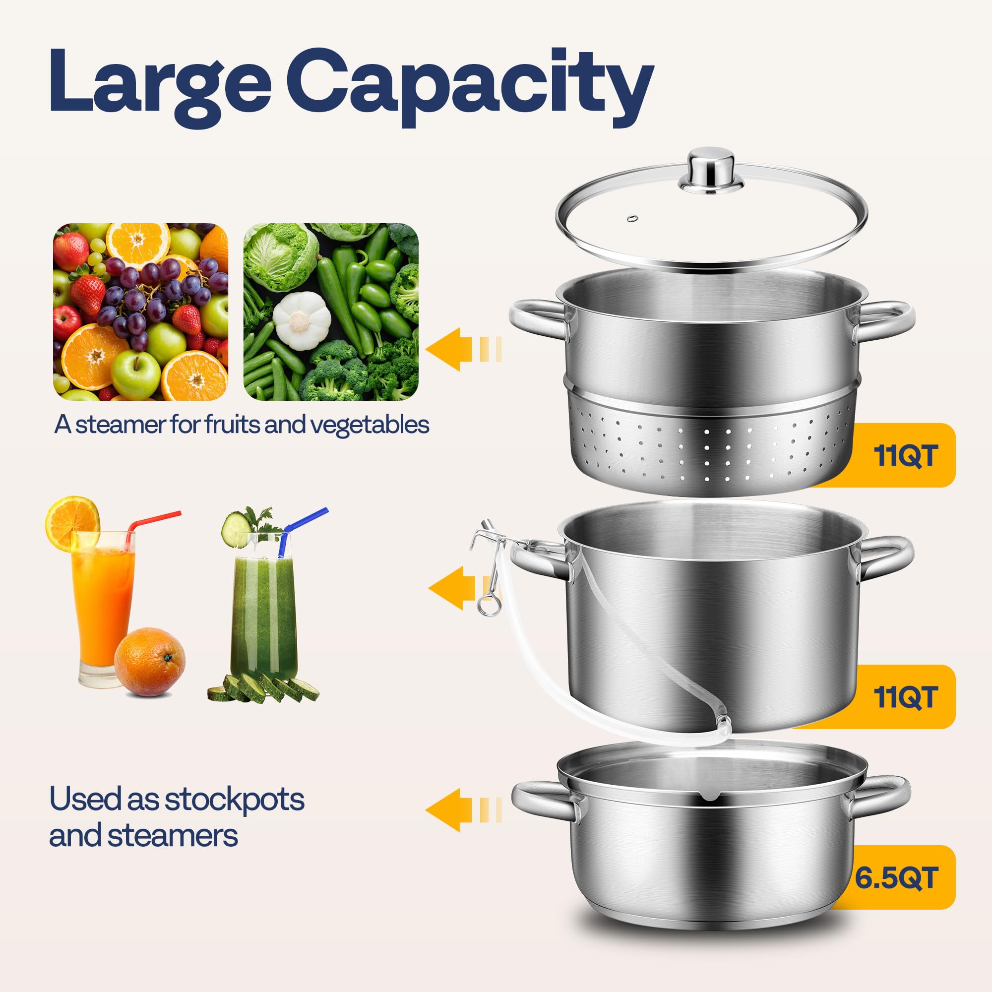 VIVOHOME: recipiente intermedio de 11 qt para vapor y jugos
