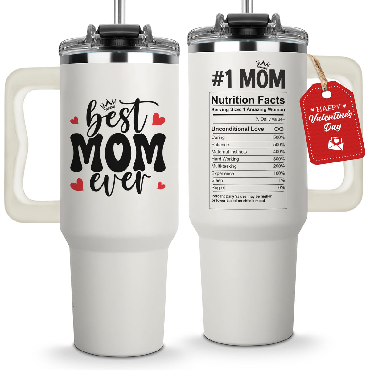 Vivulla68 tumbler 40oz con asa, regalo navideño para mamá y uso diario.
