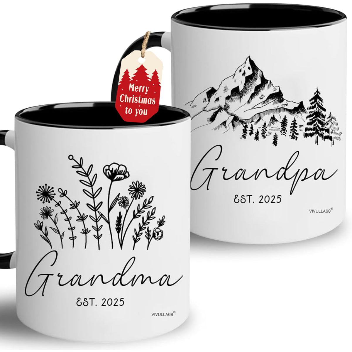 Taza Vivulla68 para abuelos, vista izquierda, ideal para anunciar embarazo