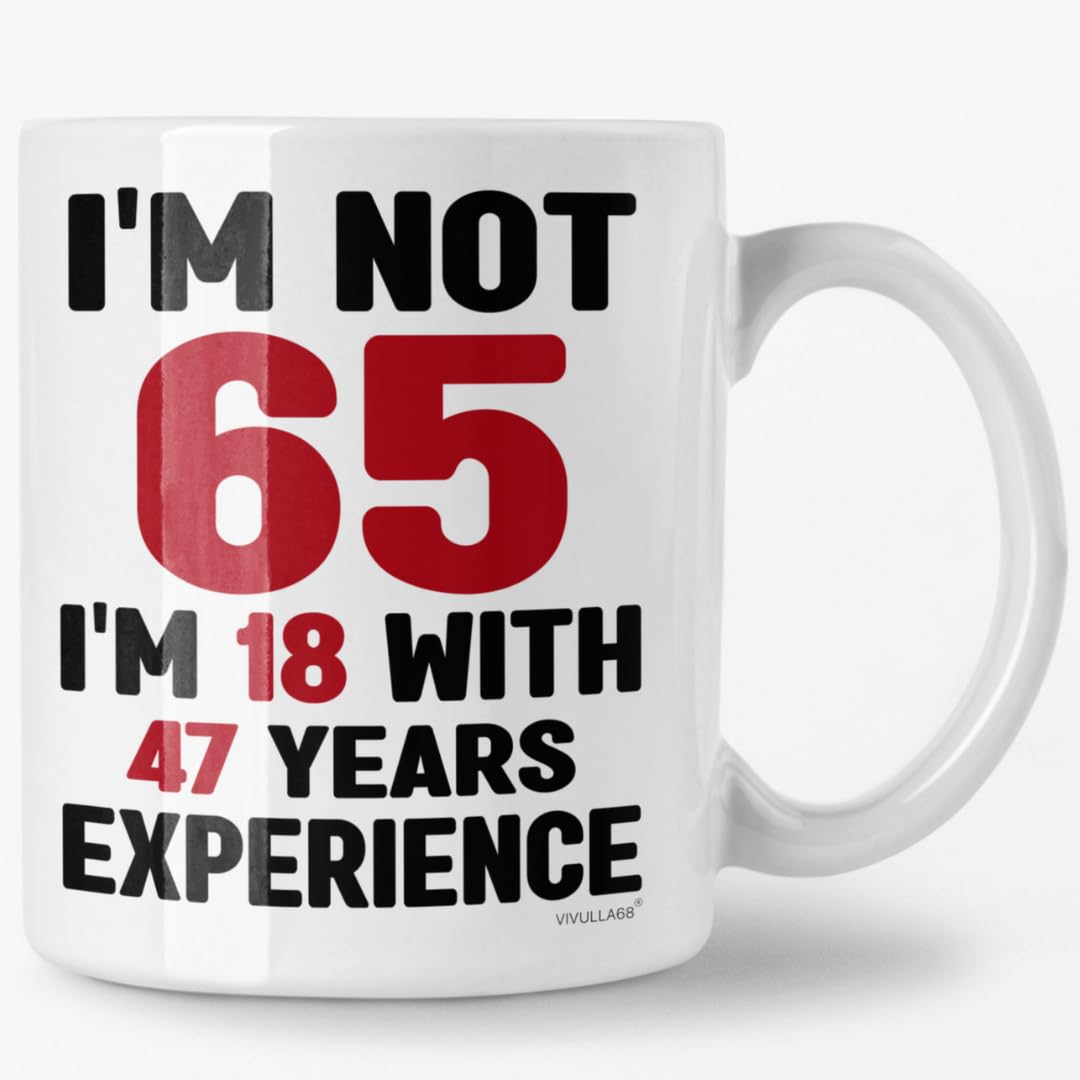 Taza Vivulla68 cumpleaños 65 mujer: inicio diario con humor