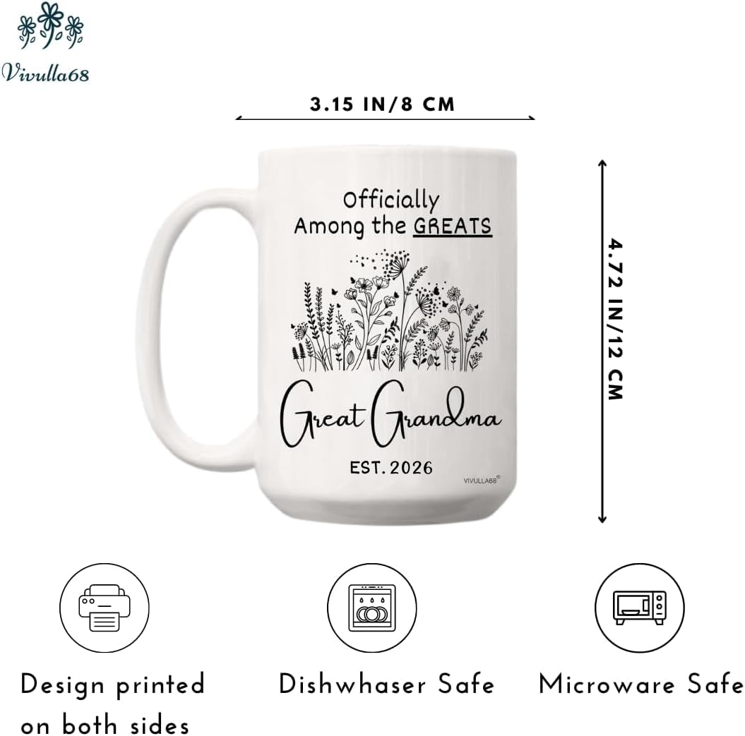 Vivulla68 Taza gran abuela diseño corazón, acabado premium para uso diario.