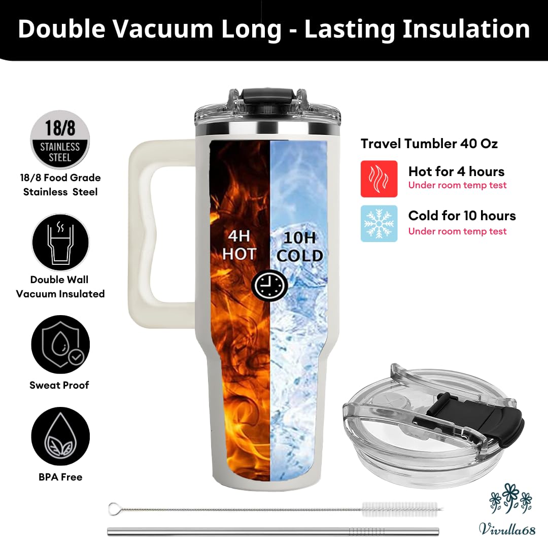 Vivulla68 vaso térmico con tapa, práctico para llevar.