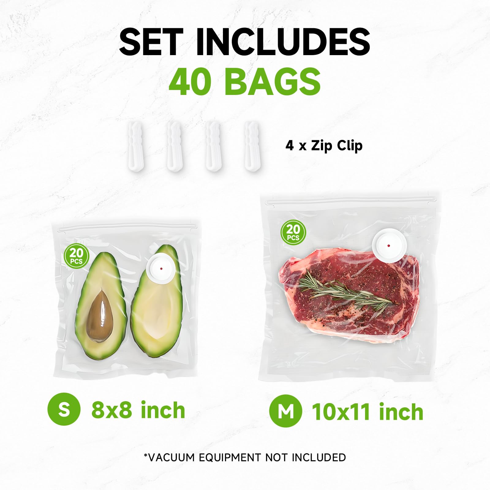 Bolsas Vixino 10x11 para porciones grandes, ideales para carnes y lotes.