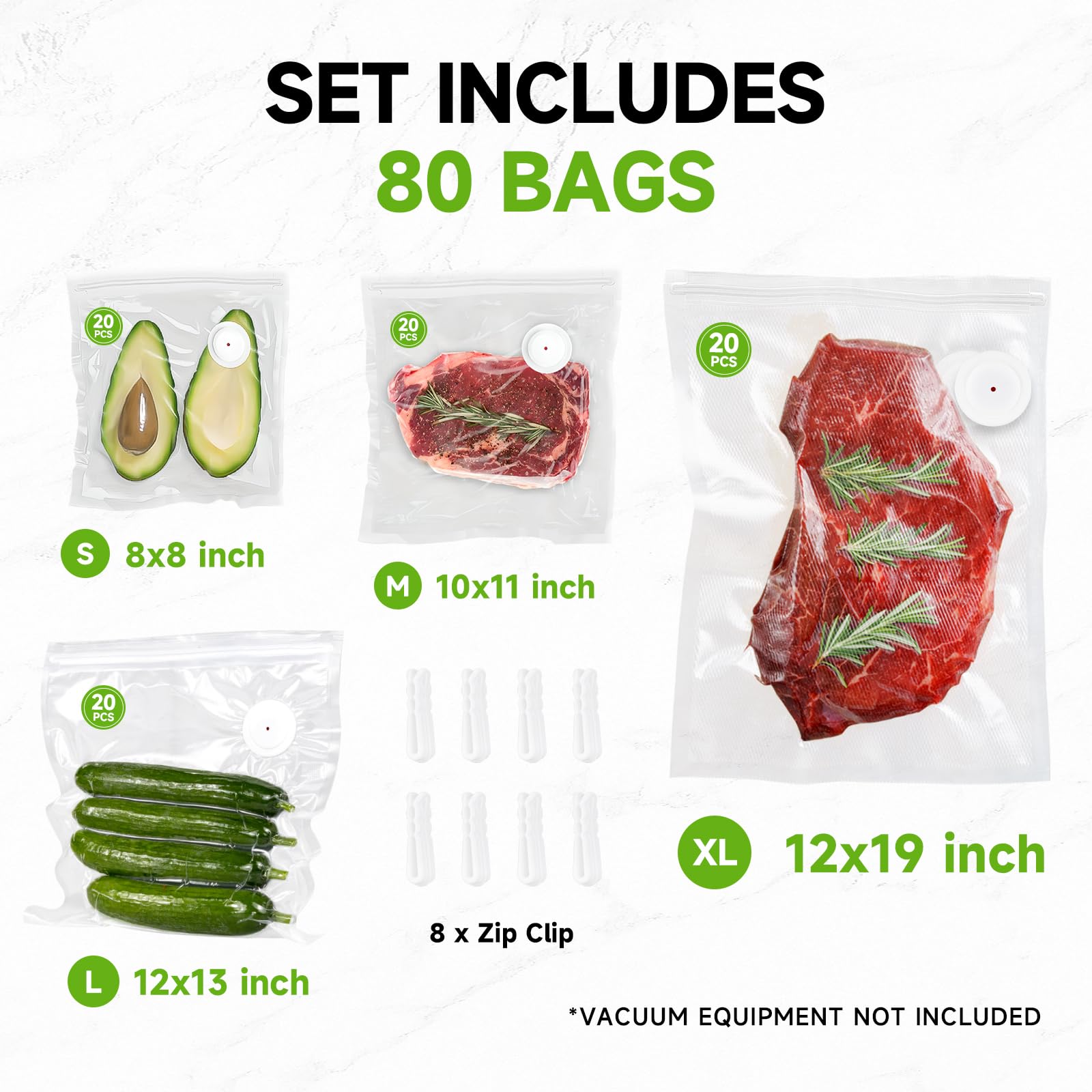 Bolsas Vixino 8x8 pulgadas para sellado rápido de porciones.
