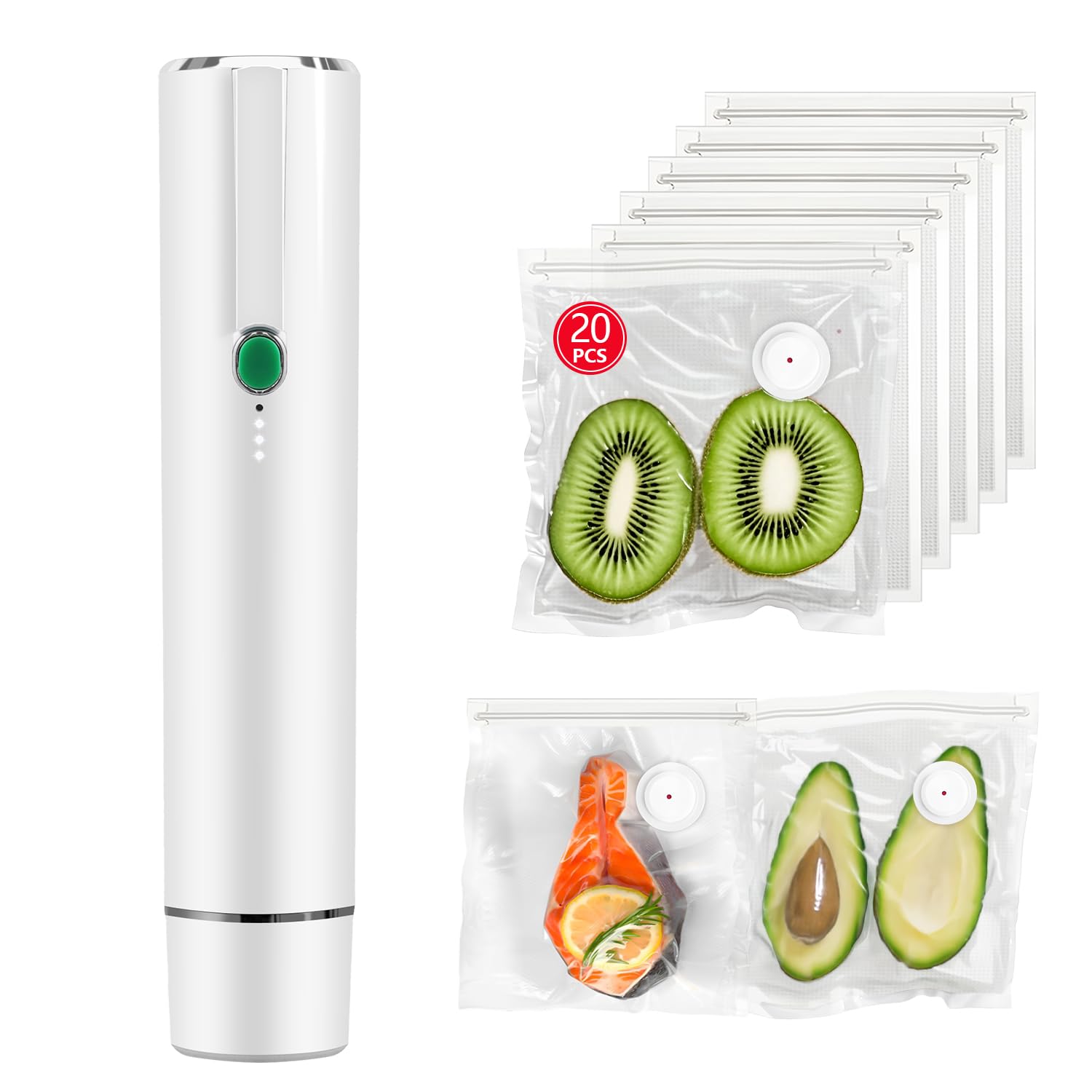 Vixino, selladora de vacío compacta en mano para uso diario en la cocina.