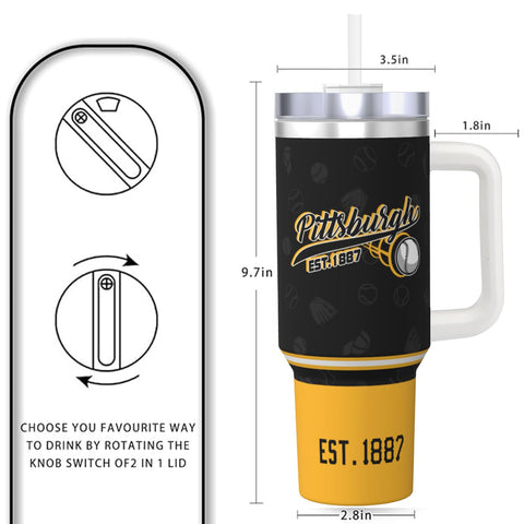 vkawesr Pittsburgh vaso termico con aislamiento de doble pared, mantiene la bebida estable