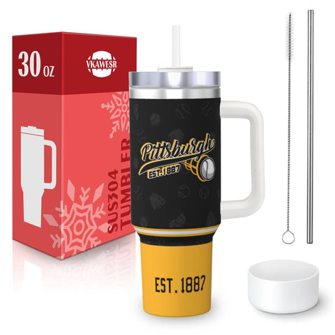 vkawesr Pittsburgh vaso termico con manija, ideal para llevar en cualquier viaje