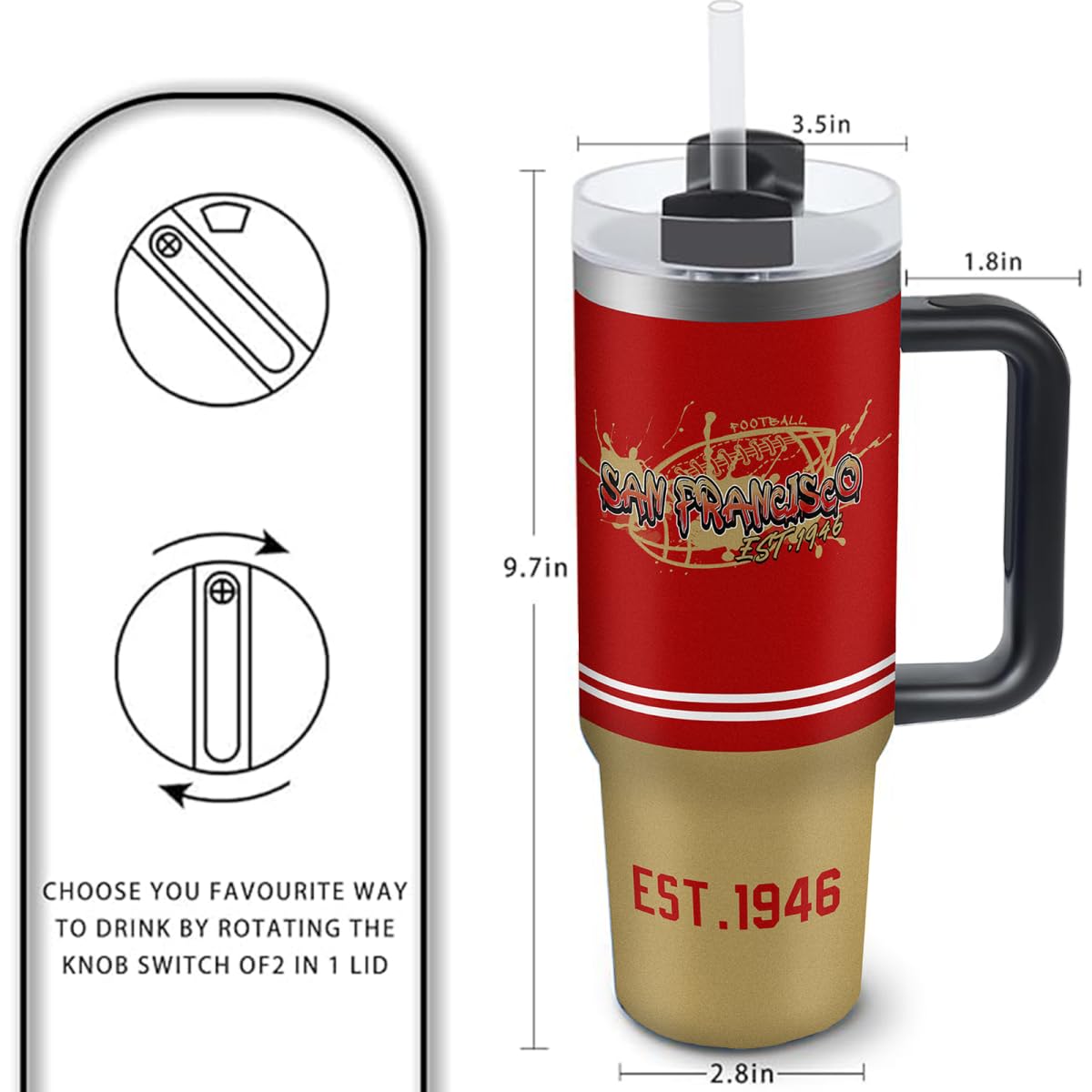 vkawesr San 30 oz tumbler con tapa hermética para evitar derrames