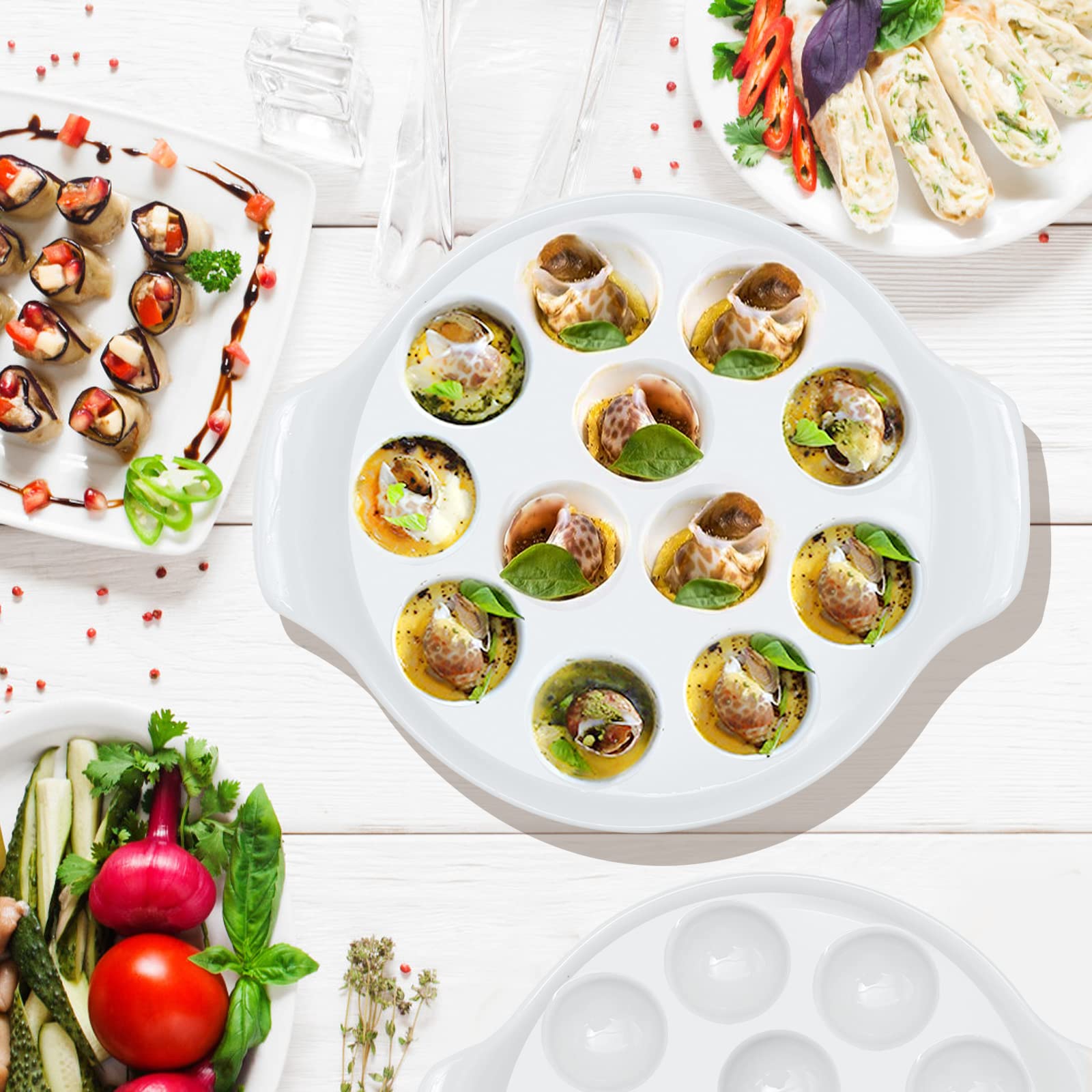 Plato cerámico Vkinman para mariscos y aperitivos, fácil de limpiar.