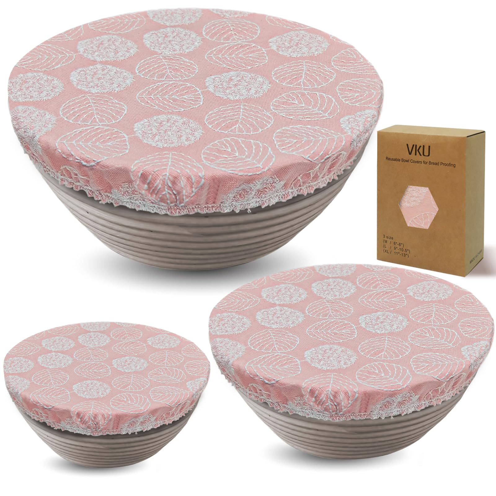 VKU cubre-tazones reutilizables rosa para conservar frescura sin plástico.