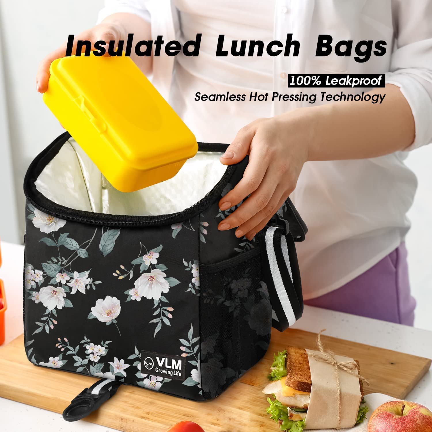 Lonchera de gran capacidad VLM para almuerzo, bebidas y fruta.